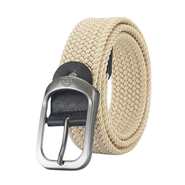 Ceinture tressée homme beige