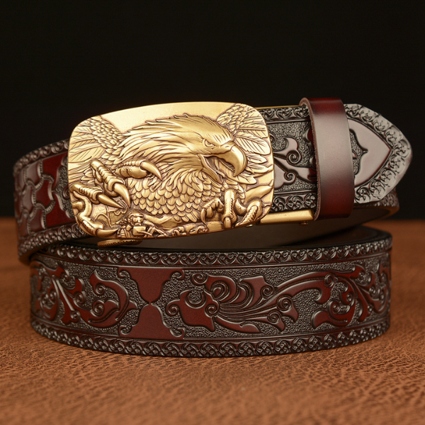 Ceinture western homme robuste avec une boucle dorée, un accessoire parfait pour un look country.