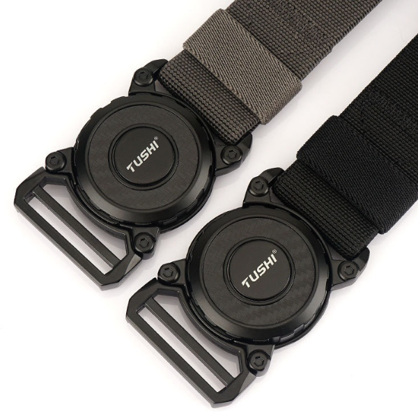 Ceintures tactiques militaires noir et gris avec boucle en métal TUSHI