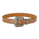 Ceinture western pour femme en cuir marron avec boucle ornée de pierres turquoise